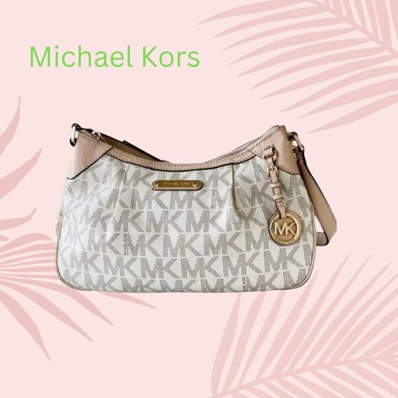 MICHAEL Michael Kors Beige and Cream Shoulder Bag MK tote purse designer small - Picture 16 of 16